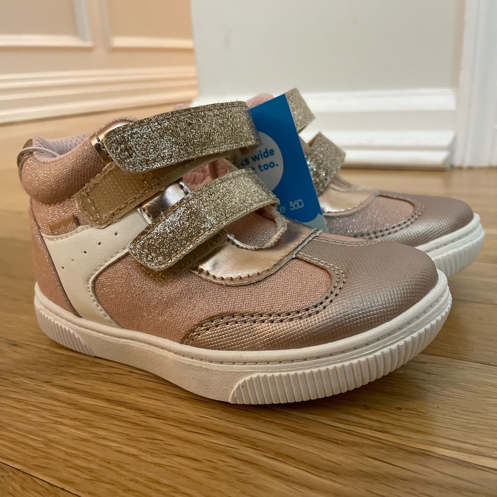Rose gold hi top sneakers toddler girl 8.5